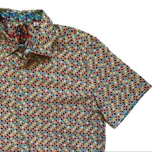 Robert Graham Geometric Prism Effect Colorful Button Up Short Sleeve Shirt XXL
